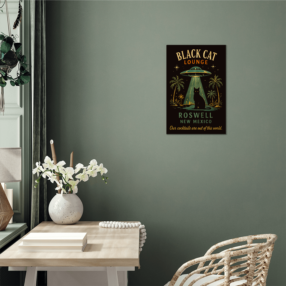Black Cat Lounge Roswell Metal Art Print