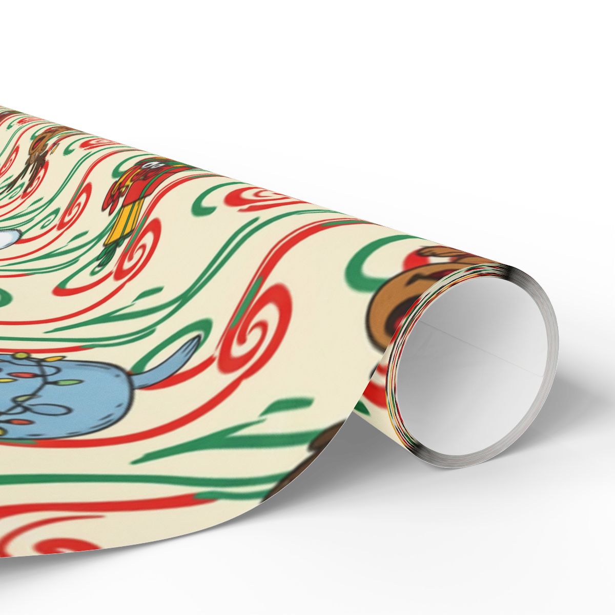 Festive Christmas Themed Wrapping Paper Roll Design