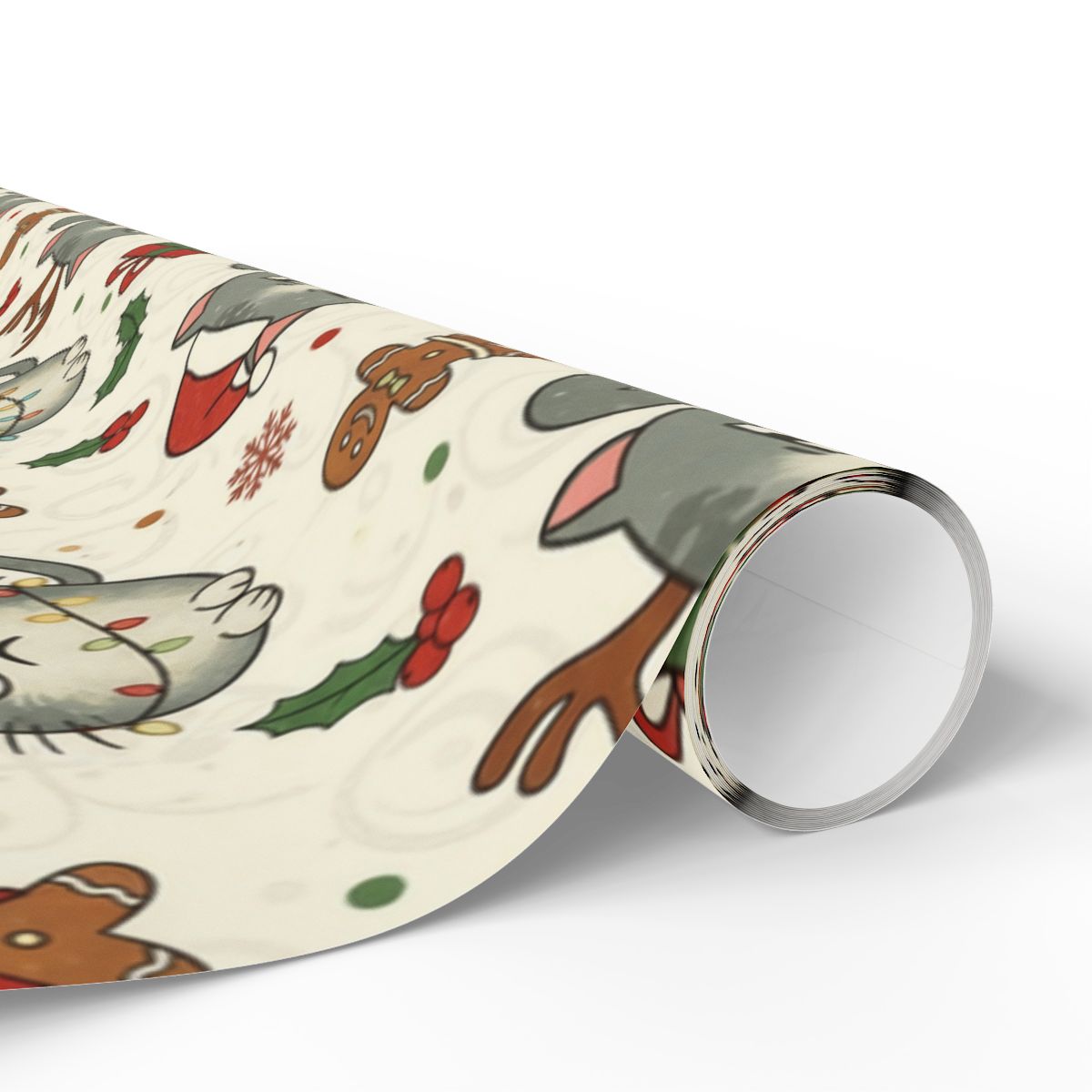Festive Christmas Cartoon Characters Wrapping Paper Roll