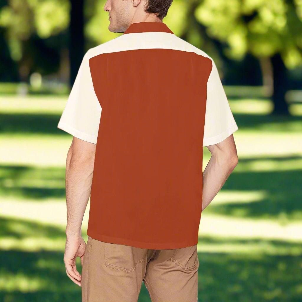 Red Retro Striped Bowling Style - Retro Button Up Shirt