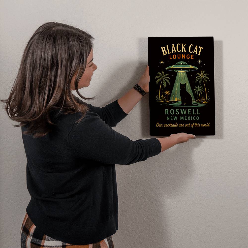 Black Cat Lounge Roswell Metal Art Print