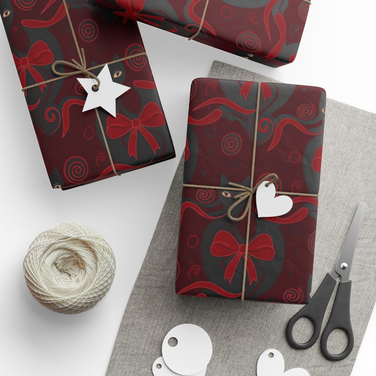 Elegant Red and Black Gift Wrapping Paper Set