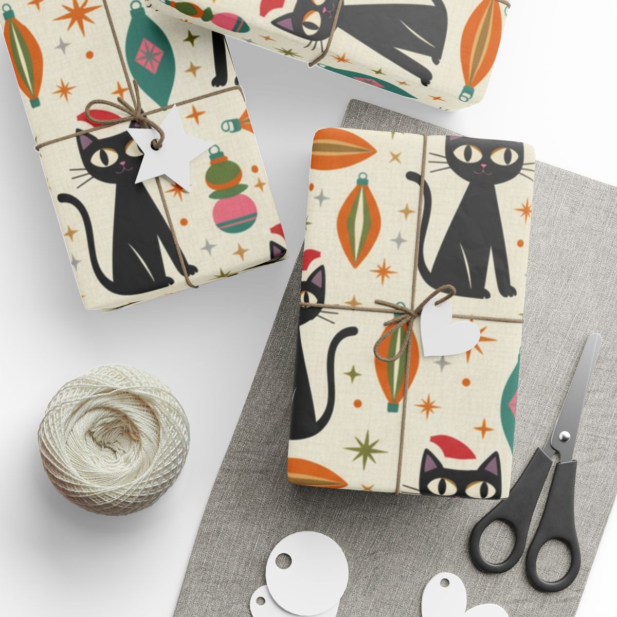 Festive Black Cat Wrapping Paper for Holiday Gifts