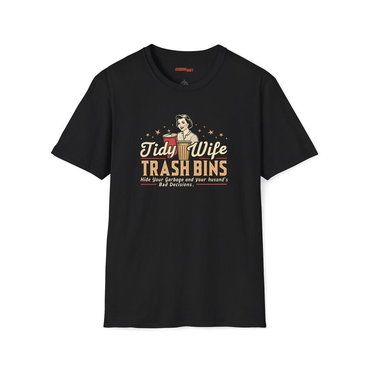 Tidy Wife Trash Bins Retro Graphic T-Shirt