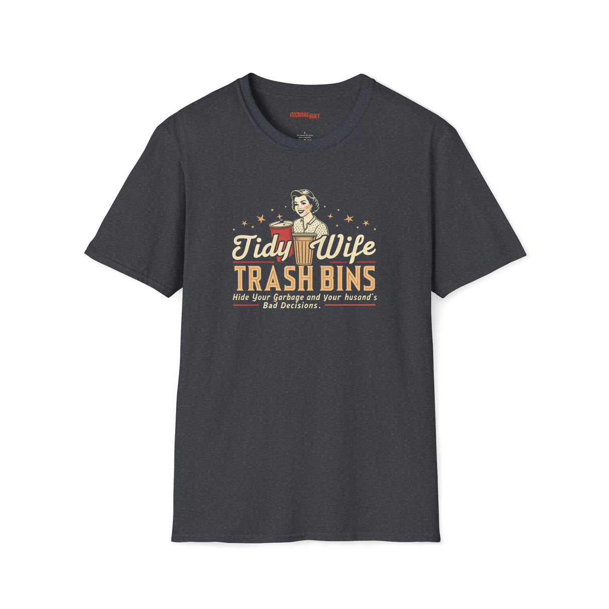 Tidy Wife Trash Bins Retro Graphic T-Shirt