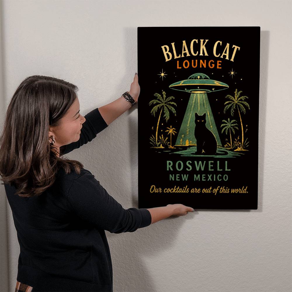 Black Cat Lounge Roswell Metal Art Print
