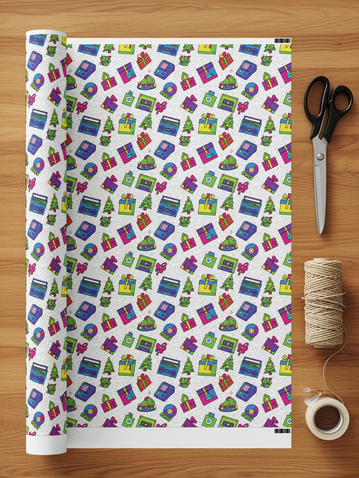 Colorful Christmas Gifts Patterned Wrapping Paper Roll