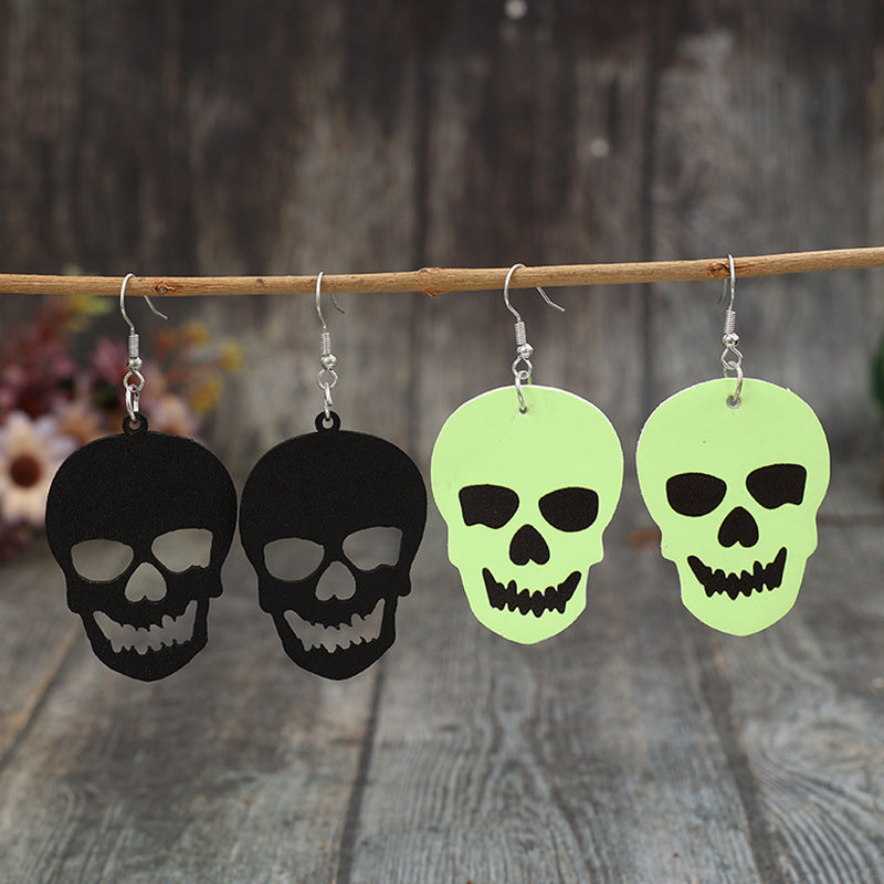 Skull Dangle Earrings 2 Piece PU Leather