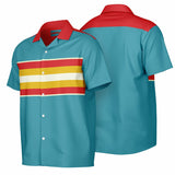 Retro Rocket Spread Collar Short Sleeve  - Retro Button Up Shirt