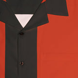 Black and Burnt Orange Panel - Retro Button Up Shirt