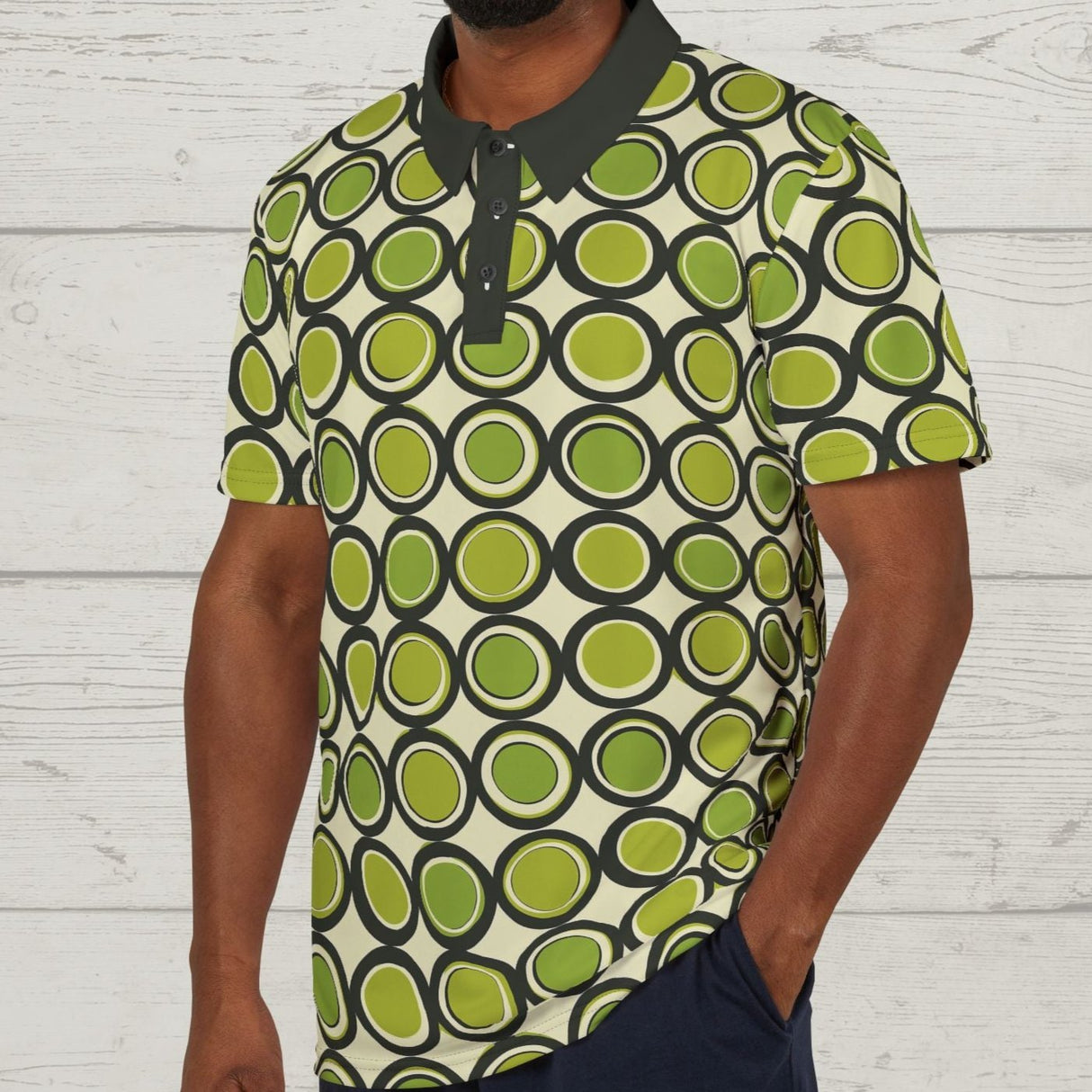 Green Geometry 60s Swagger Polo