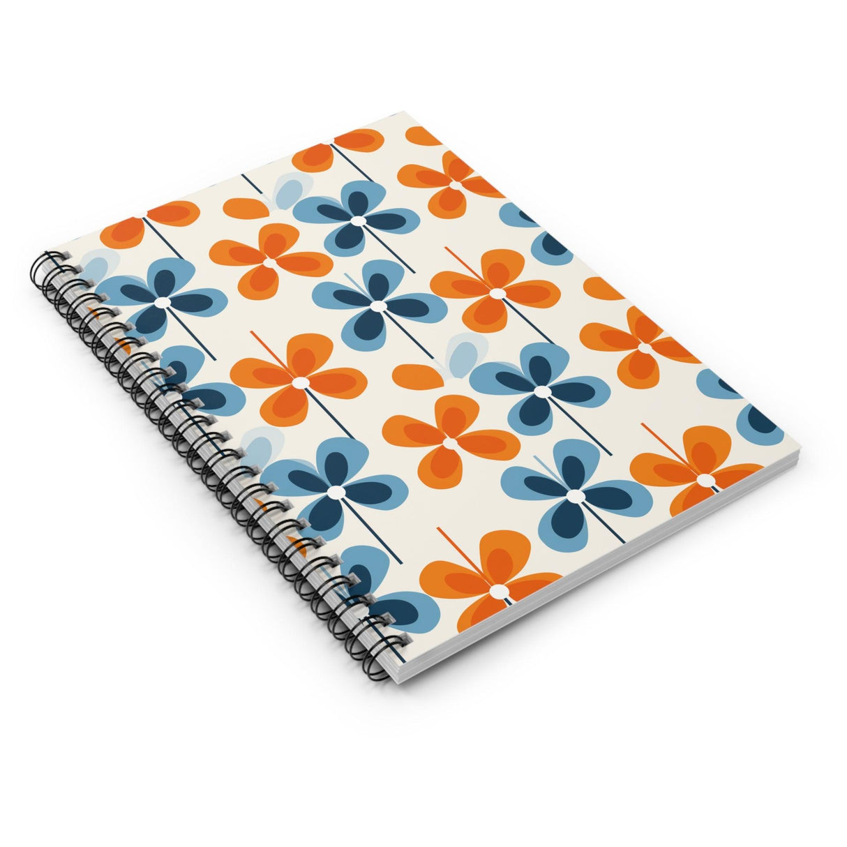 Retro Floral Pop Spiral Notebook Ruled Line, 1950s 1960s mid century modern stationary, writing, journals, diary