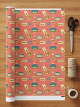 Vintage Holiday Cards and Cocktails Wrapping Paper