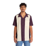 Purple and Off-White Bowling Style - Retro Button Up Shirt