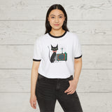 Mid Century Modern Atomic Cat Lovers 1950s TV - Ringer Retro T-Shirt