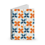 Retro Floral Pop Spiral Notebook Ruled Line, 1950s 1960s mid century modern stationary, writing, journals, diary