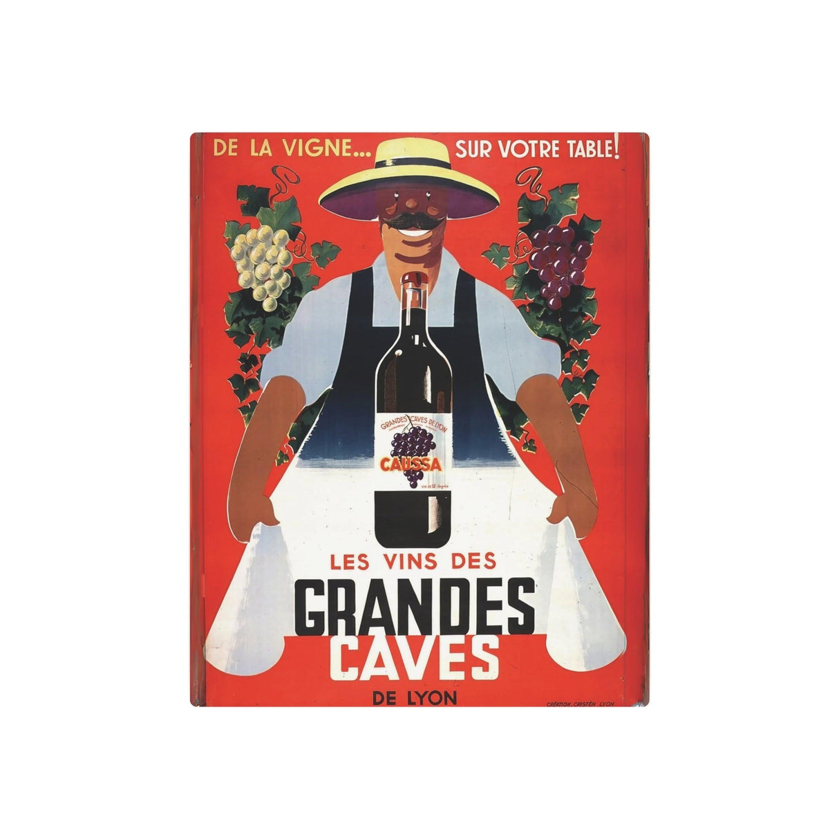 "Les Vins des Grandes Caves" Vintage Ad - Retro Metal Art