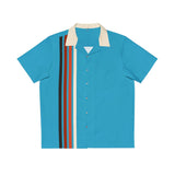 Brilliant in Blue Retro Stripes Bowling Style - Retro Button Up Shirt