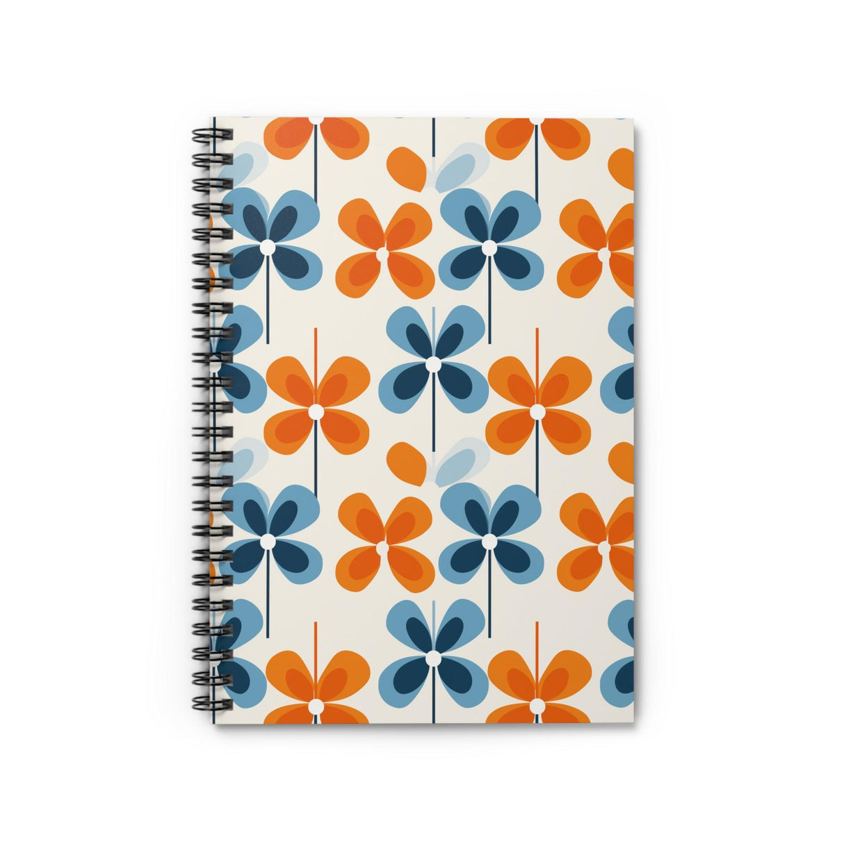 Retro Floral Pop Spiral Notebook Ruled Line, 1950s 1960s mid century modern stationary, writing, journals, diary