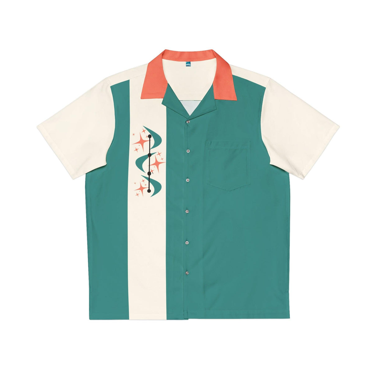 Atomic Starburst in Teal - Retro Button Up Shirt