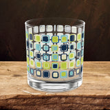 Mid-century Modern I Love You Blue Rocks Glass, 10oz