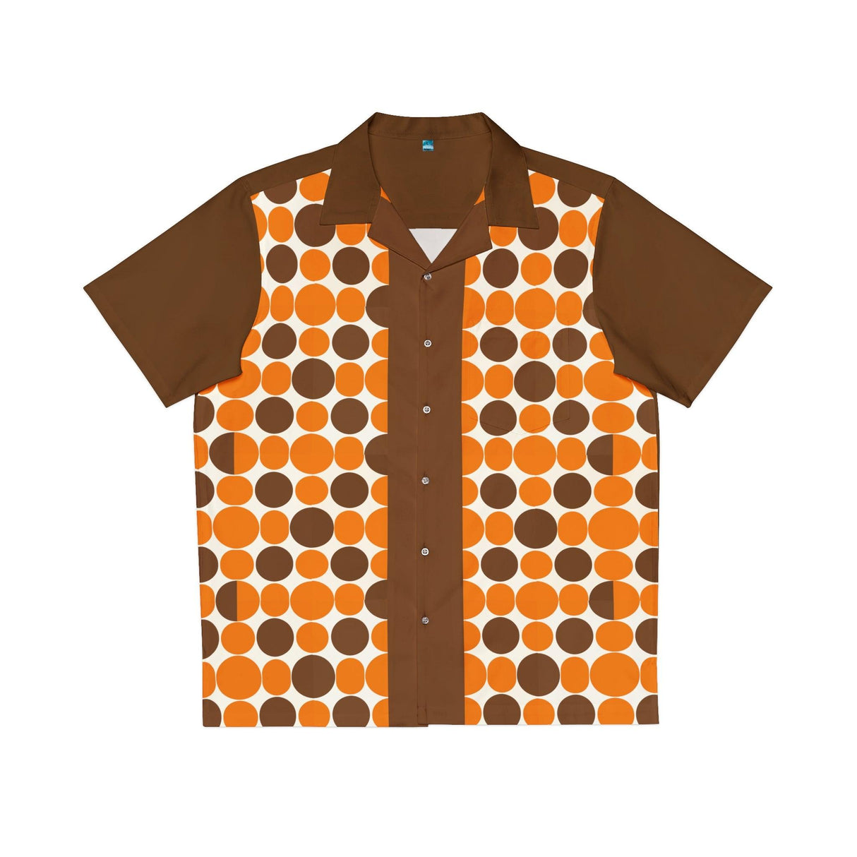 Duke Orange and Brown Circles - Retro Button Up Shirt