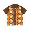 Duke Orange and Brown Circles - Retro Button Up Shirt