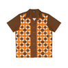 Duke Orange and Brown Circles - Retro Button Up Shirt
