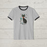 Mid Century Modern Atomic Cat Lovers 1950s Martini - Ringer Retro T-Shirt