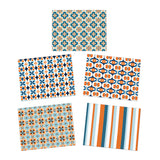 Retro MCM Orange Blue Motif Greeting Cards Stationery Set 5-Pack