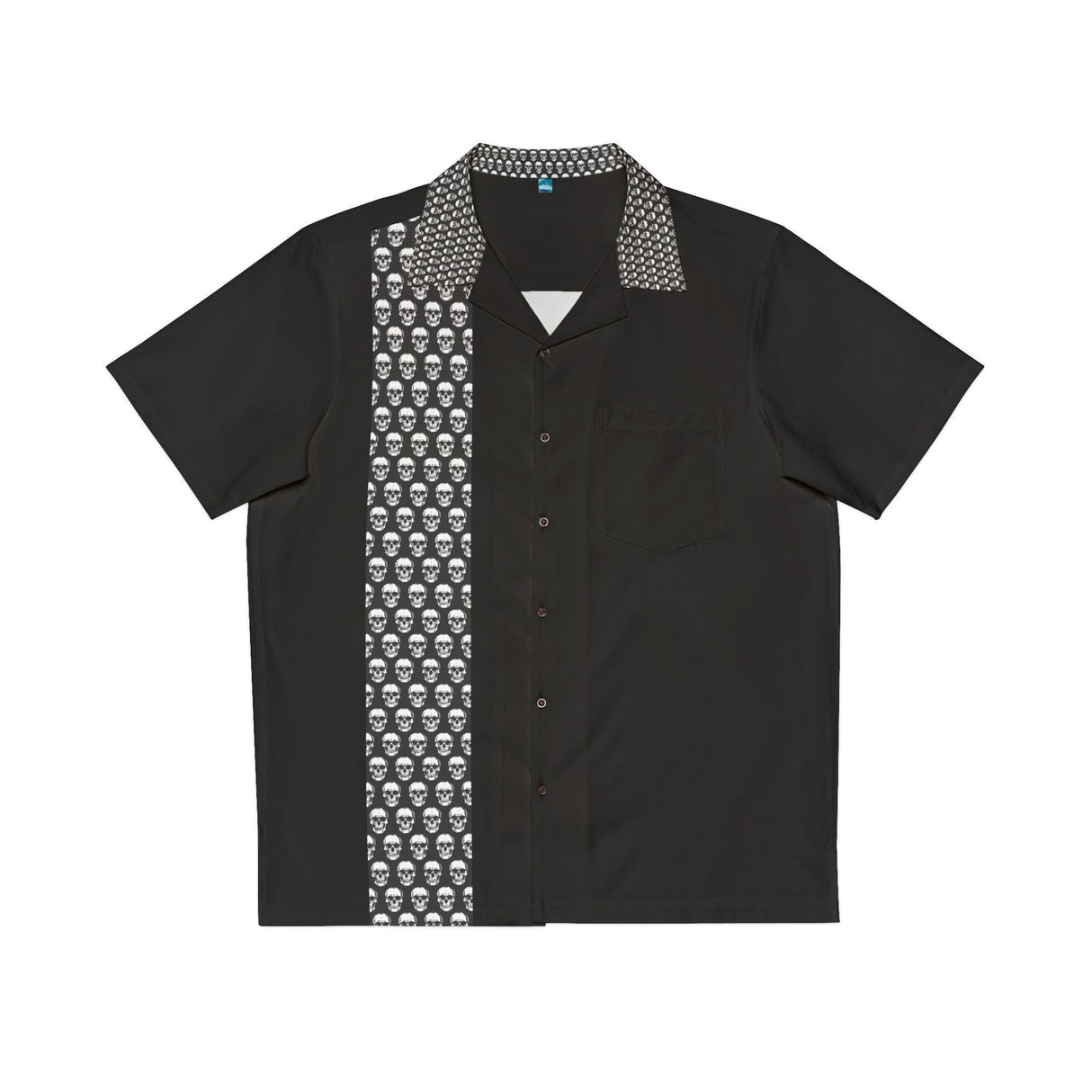 Skull Panel Rockabilly Bowling Style - Retro Button Up Shirt