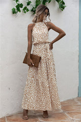 Women's Polka Dot Halter Maxi Dress