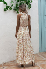 Women's Polka Dot Halter Maxi Dress