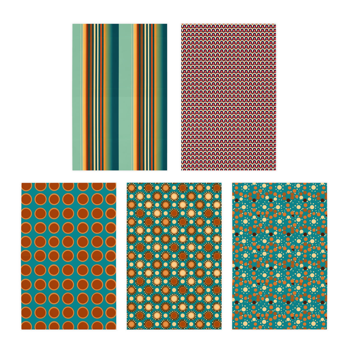 Retro Midcentury Modern Blank Greeting Card Set 5-Pack