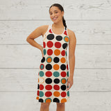 60s Pop Art Inspired Women's Racerback Dress: Bold Geometric Circle Pattern in Vibrant Retro Colors