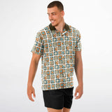 Mod Square Camp Spread Collar Short Sleeve - Retro Button Up Shirt