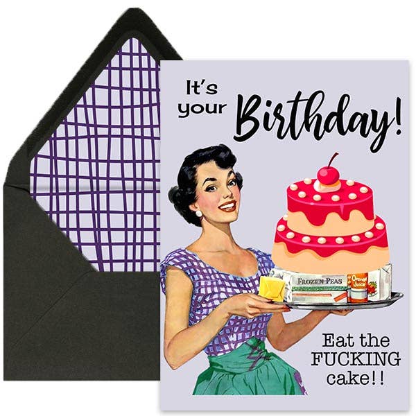 Eat the Fucking Cake Funny Housewife Birthday Card