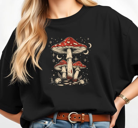 Boho Retro Mushrooms Graphic T-Shirt