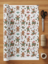 Festive Christmas Gingerbread and Snowman Wrapping Paper