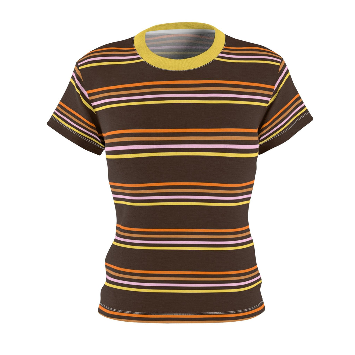 I Raided My Little Bro's Closet in Dark Brown with Pink, Orange, Yellow Stripes - Womens Retro Shirt