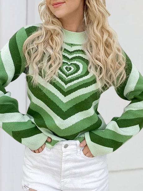 Echo Heart Mock Neck Long Sleeve Sweater