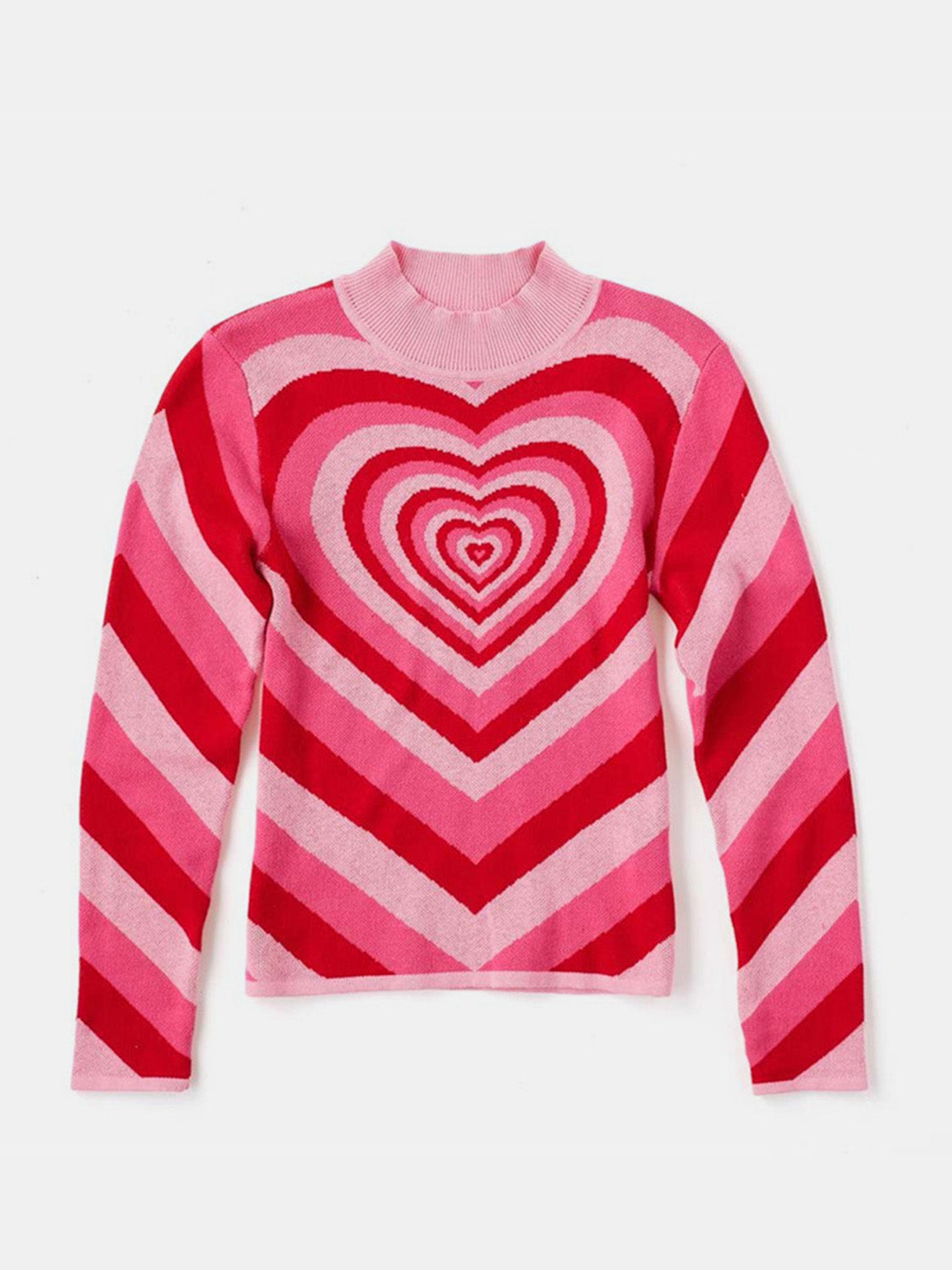 Echo Heart Mock Neck Long Sleeve Sweater