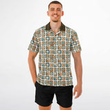 Mod Square Camp Spread Collar Short Sleeve - Retro Button Up Shirt