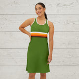 Lime Green Retro Colors Sunset Stripes - Women's Racerback Dress