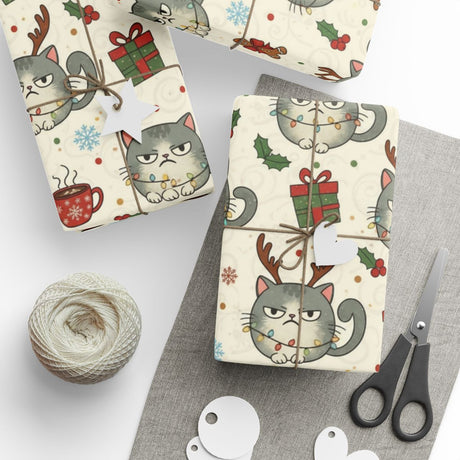 Cozy Cat Holiday Wrapping Paper for Christmas Gifts