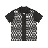 Black Skulls All Over -Bowling Style - Retro Button Up Shirt