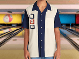 I'm Not Square in Blue and White Atomic Bowling Style - Retro Button Up Shirt