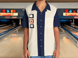 I'm Not Square in Blue and White Atomic Bowling Style - Retro Button Up Shirt