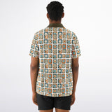 Mod Square Camp Spread Collar Short Sleeve - Retro Button Up Shirt