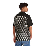 Black Skulls All Over -Bowling Style - Retro Button Up Shirt